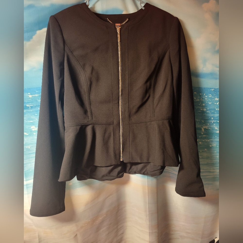 DKNY NWOT Black Zip Up Dress/Suit‎ Jacket W Peplum Women's Size 8